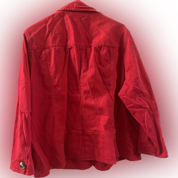 CLASSIC BLUES RED DENIM SHACKET BUTTON POCKETS 2X vintage - Picture 2 of 8